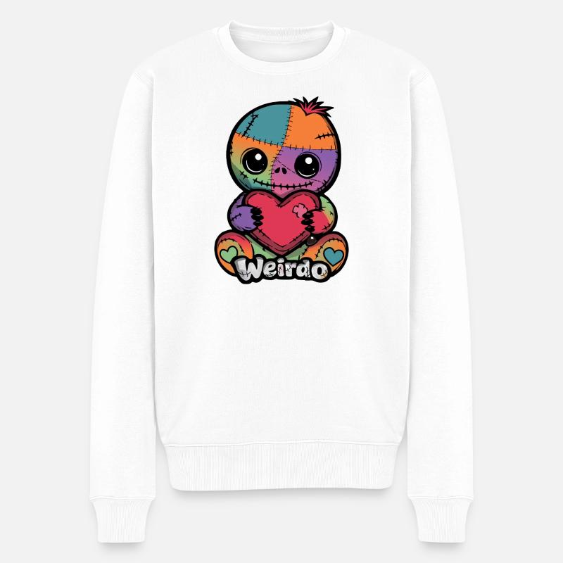 Patchwork Kuschelheld Weirdo Herz - Männer Premium Bio Pullover - Weiß