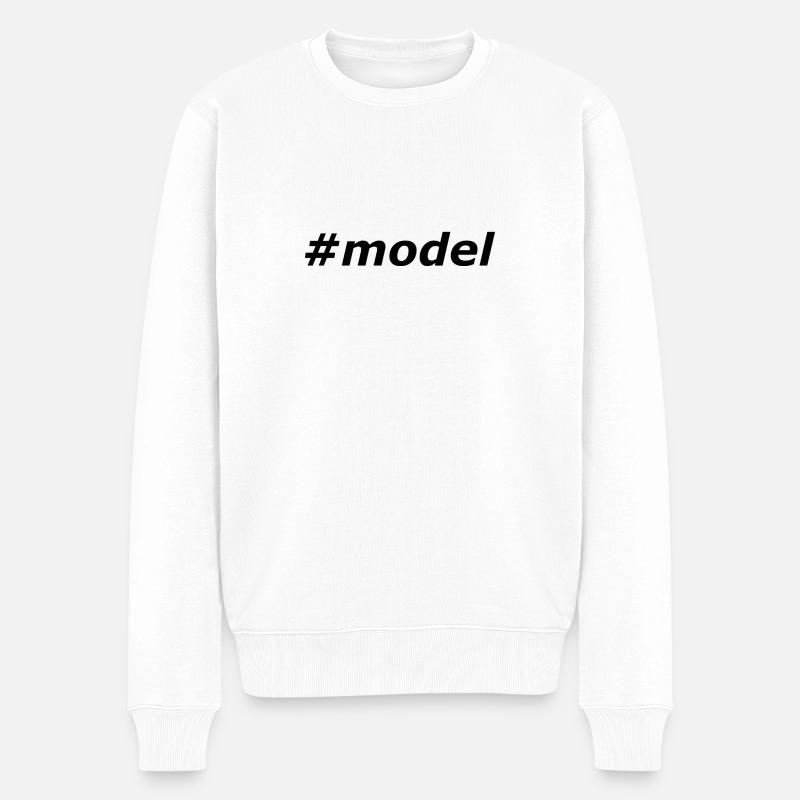 #model - Pull Premium bio Homme - blanc