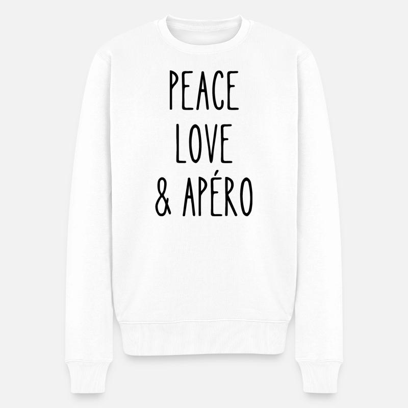 peace love apéro - Pull Premium bio Homme - blanc
