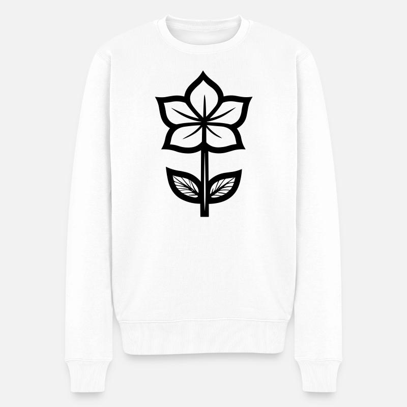 Blume - Männer Premium Bio Pullover - Weiß