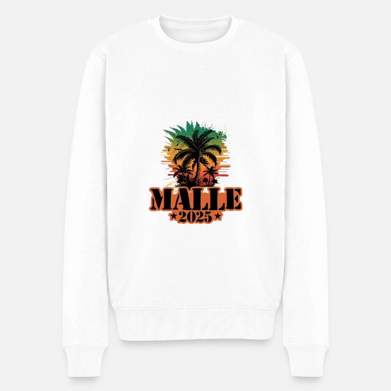 Malle 2025 Palmen - Männer Premium Bio Pullover - Weiß