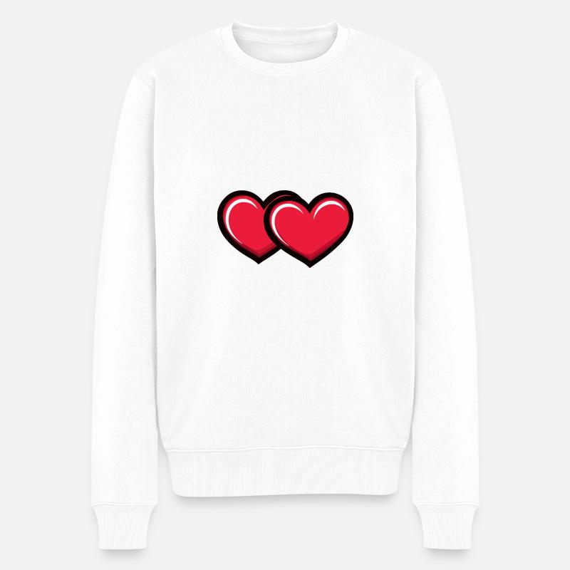 Symbole d’amour des cœurs - Pull Premium bio Homme - blanc