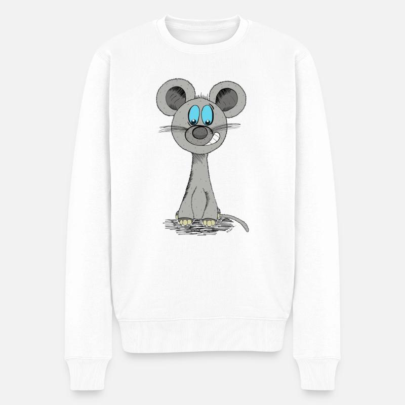 Lustige Maus - Männer Premium Bio Pullover - Weiß