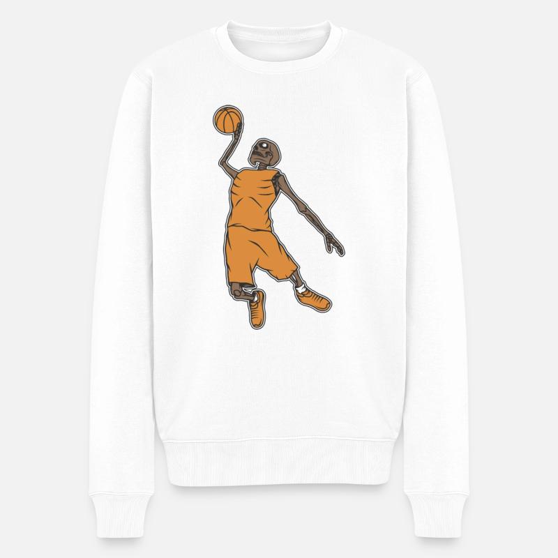 Basketballer Skelett - Männer Premium Bio Pullover - Weiß