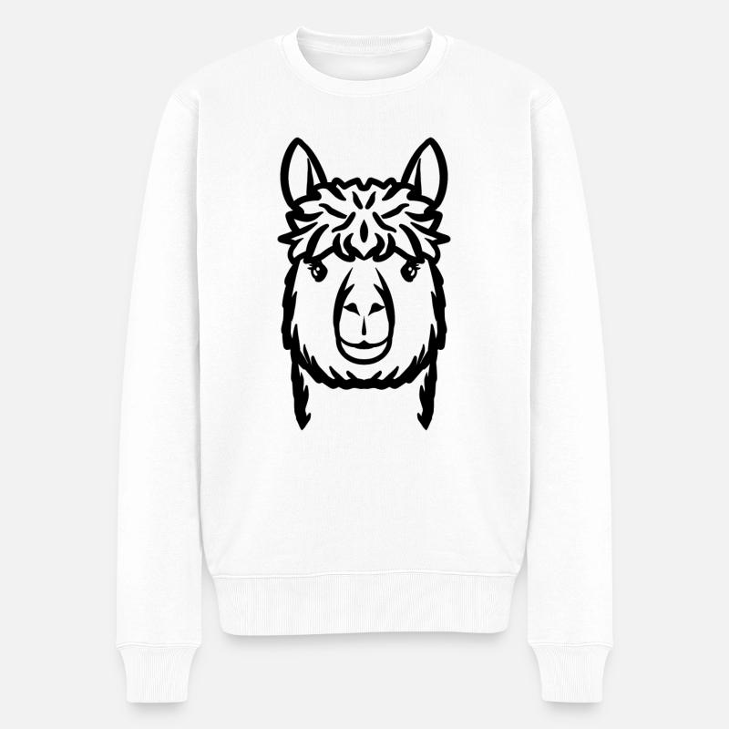 Alpaga noir - Pull Premium bio Homme - blanc