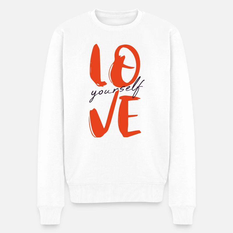 Love Yourself - Männer Premium Bio Pullover - Weiß