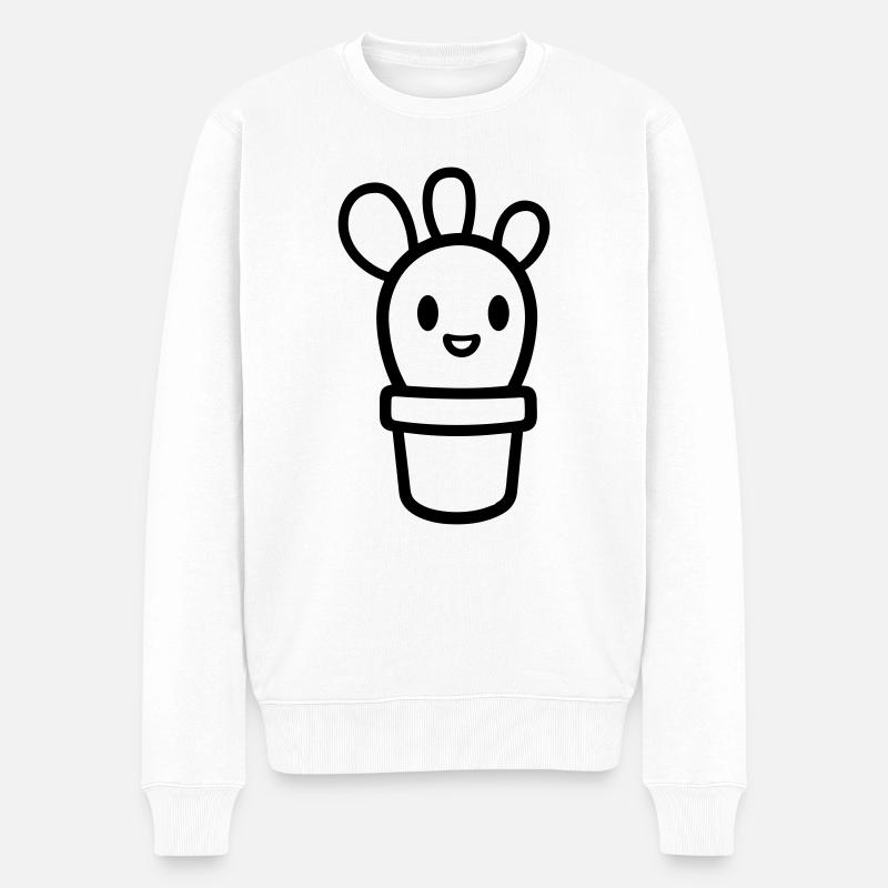 Kaktus - Männer Premium Bio Pullover - Weiß