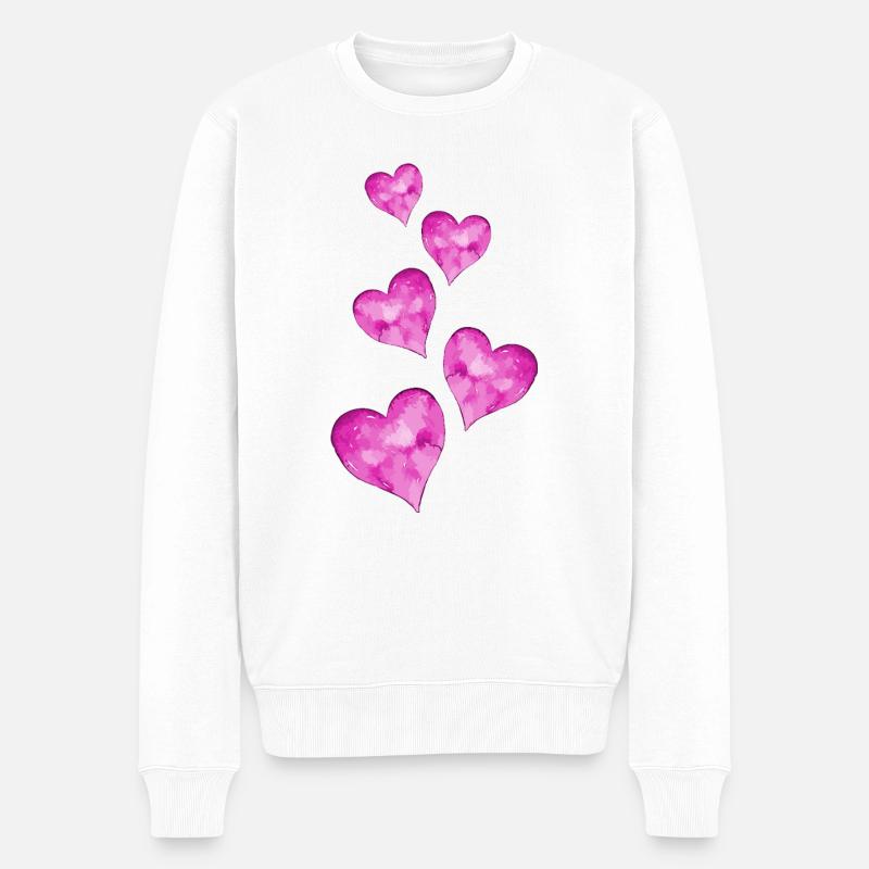 Coeurs Symbole Mariage - Pull Premium bio Homme - blanc