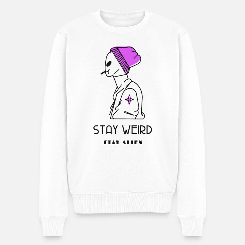 Restez bizarre Restez étranger - Pull Premium bio Homme - blanc