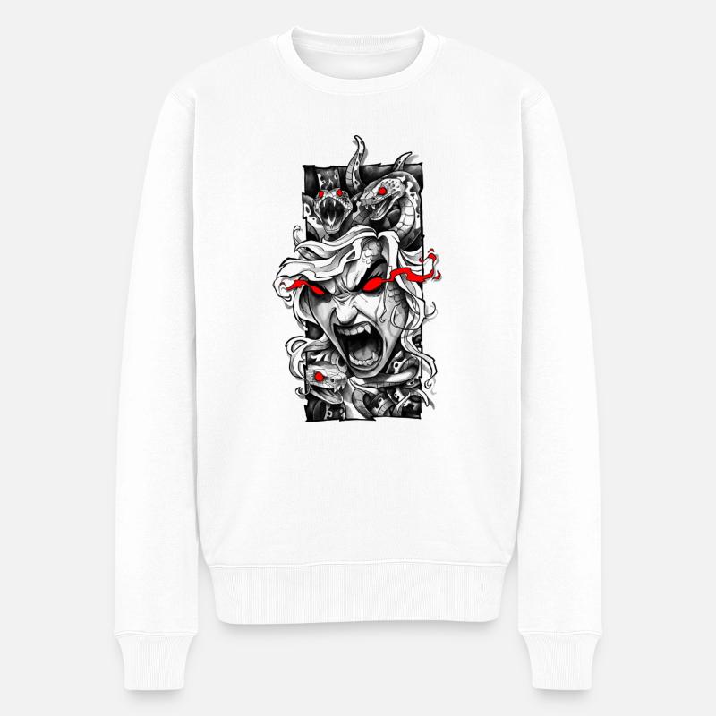 Medusa - Männer Premium Bio Pullover - Weiß