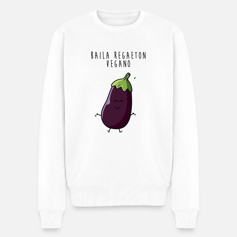 Baila vegan Aubergine regaeton - Männer Premium Bio Pullover - Weiß