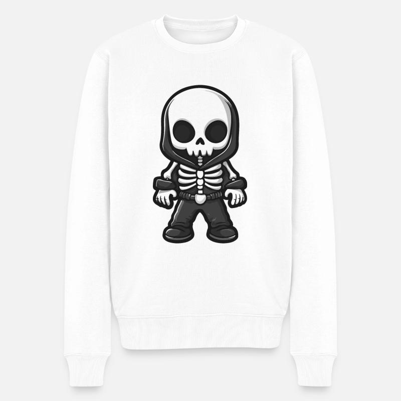Skelett Comic Halloween - Männer Premium Bio Pullover - Weiß