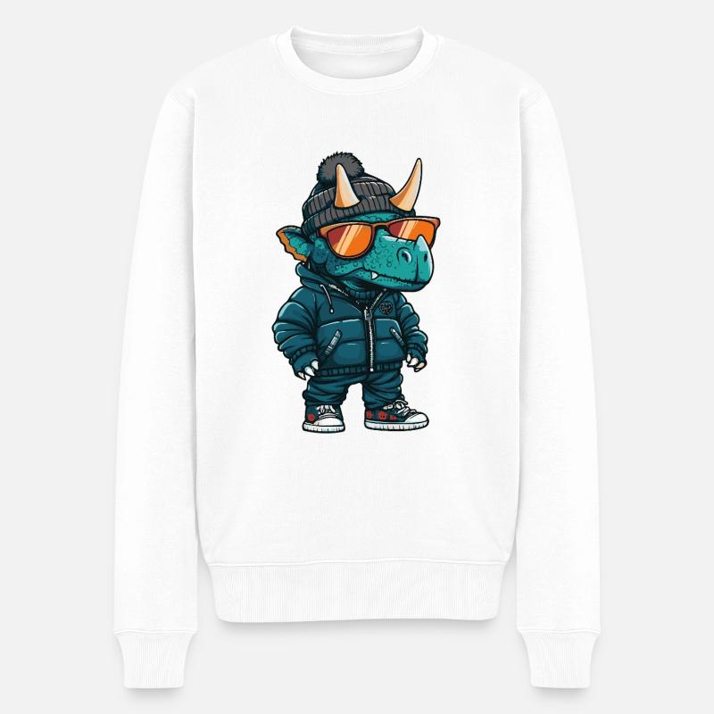 Dinosaur triceratops Cool Comic - Men's Premium Organic Jumper - white
