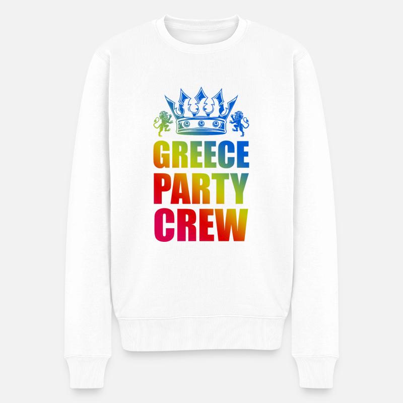Greece Party Crew Spruch - Männer Premium Bio Pullover - Weiß