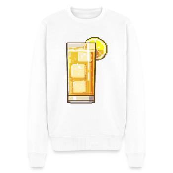 Verre à vin pixel vin rouge - Pull Premium bio Homme - blanc - Devant - Thijin (182cm)