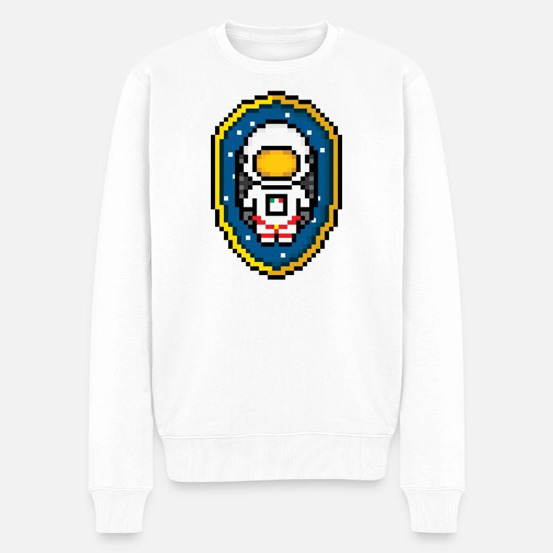 Astronaut Badge (Pixel art/Space-Badge) - Männer Premium Bio Pullover - Weiß