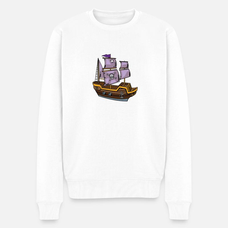 Bateau pirate avec crâne - Pull Premium bio Homme - blanc