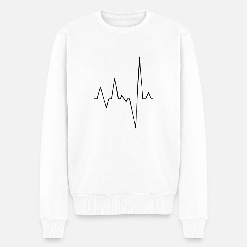 Herzschlag Rhytmus - Männer Premium Bio Pullover - Weiß