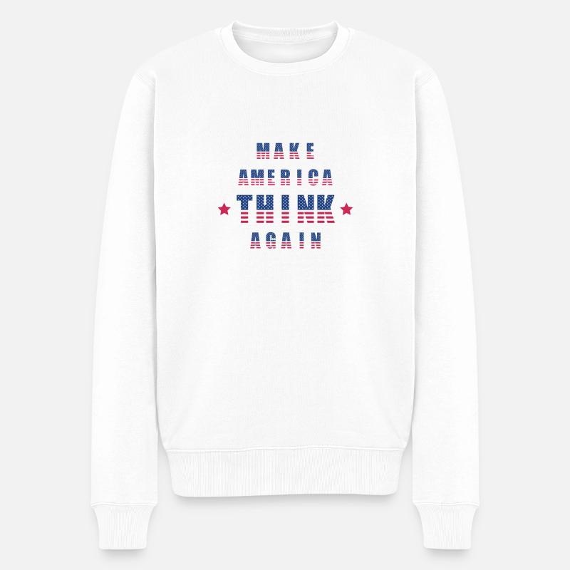 make america think again - Männer Premium Bio Pullover - Weiß