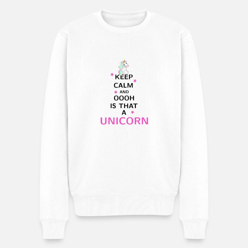 Keep Calm and ooh is that a Unicorn - Männer Premium Bio Pullover - Weiß