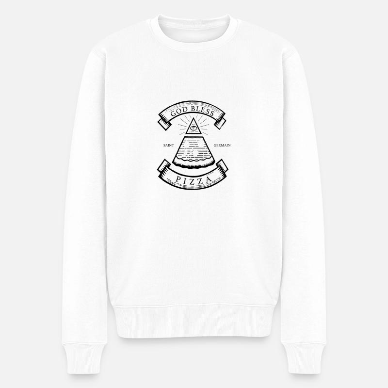 God bless pizza - Männer Premium Bio Pullover - Weiß