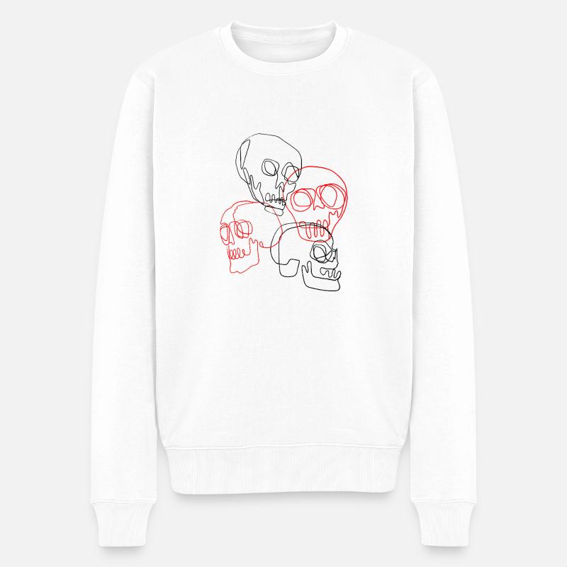 Schädel - Männer Premium Bio Pullover - Weiß