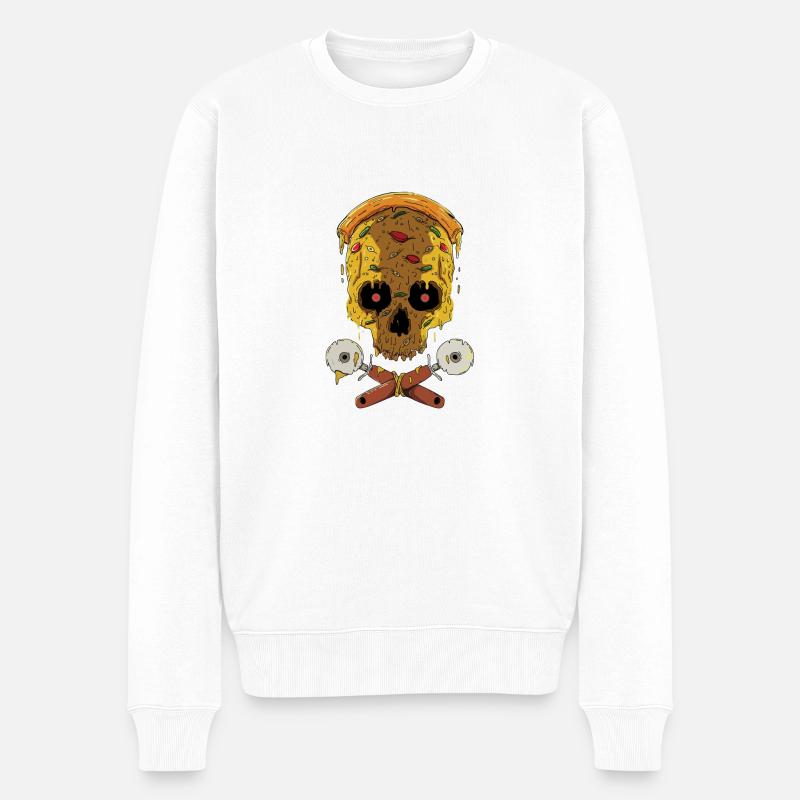 Zombie Halloween Pizza - Männer Premium Bio Pullover - Weiß