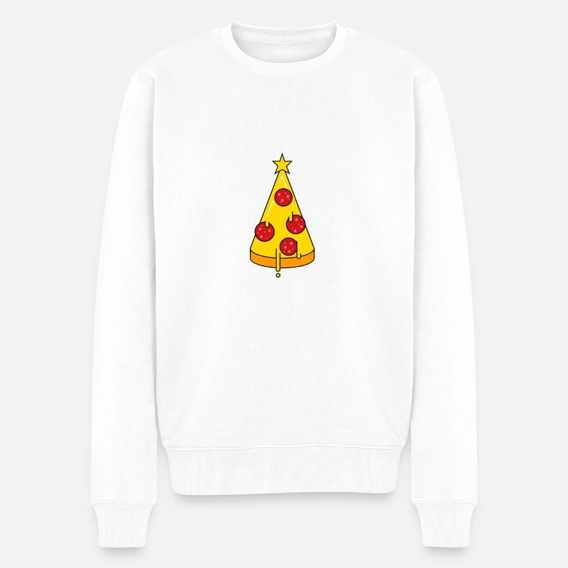 Pizza Christmas Tree - Männer Premium Bio Pullover - Weiß