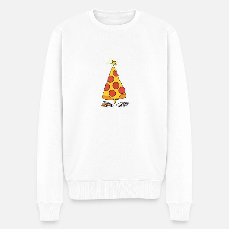 Arbre de Noël de pizza - Pull Premium bio Homme - blanc