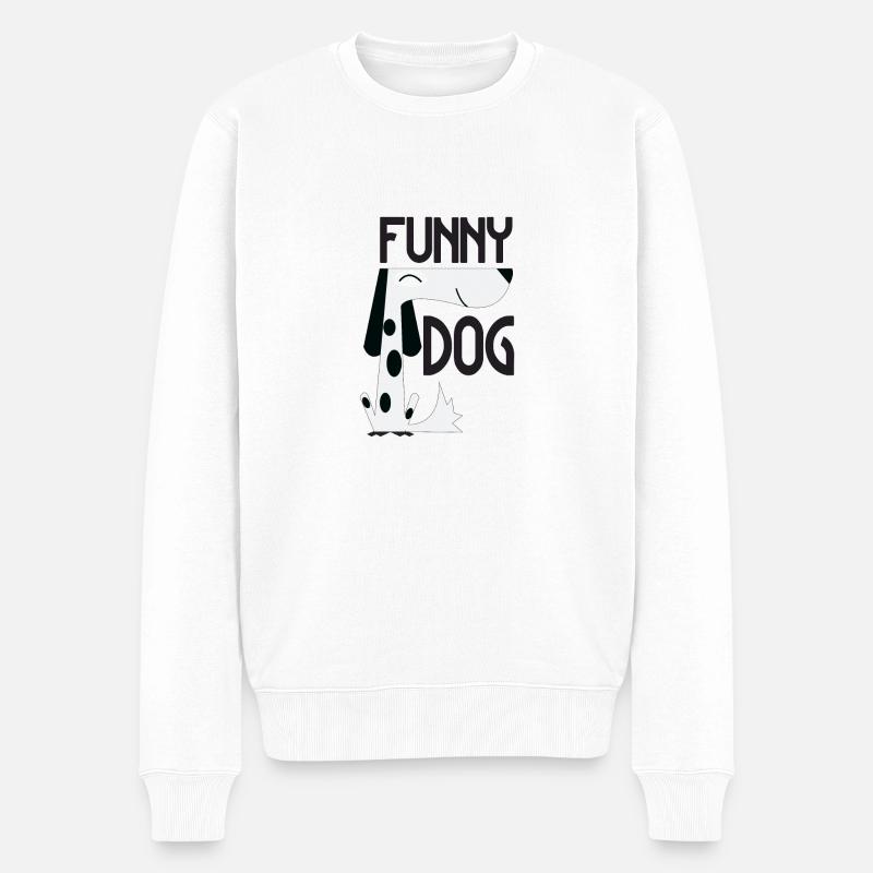 Funny Dog - Lustiger Hund - Männer Premium Bio Pullover - Weiß