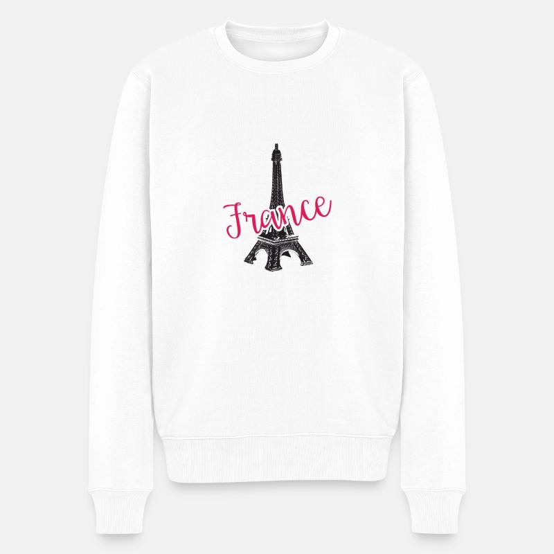 France - Frankreich - Männer Premium Bio Pullover - Weiß