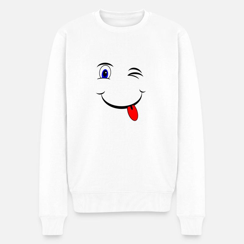 Süsser Smiley Kinder Eltern Baby Geschenk - Männer Premium Bio Pullover - Weiß