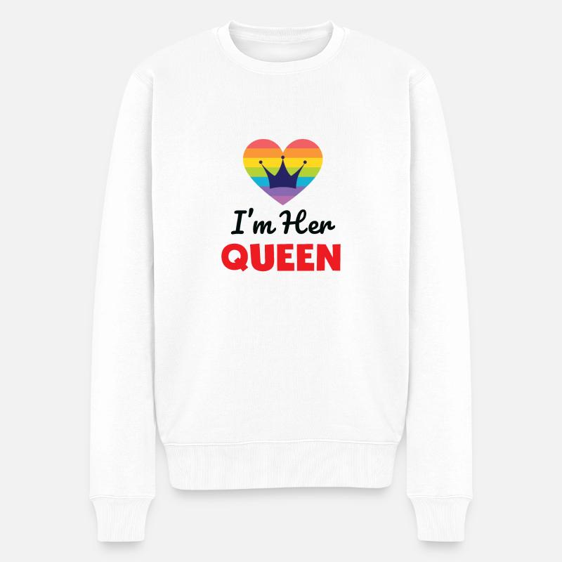 Nett bin ich ihr Königin-Regenbogen-T-Shirt - Männer Premium Bio Pullover - Weiß