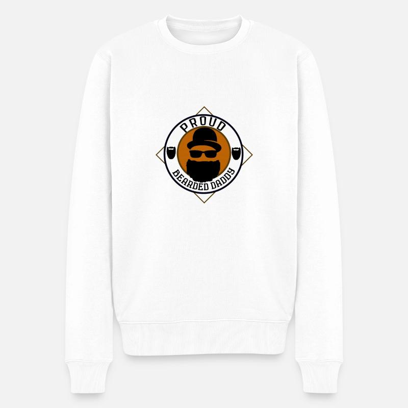 Stolzer bärtiger Vati - Männer Premium Bio Pullover - Weiß