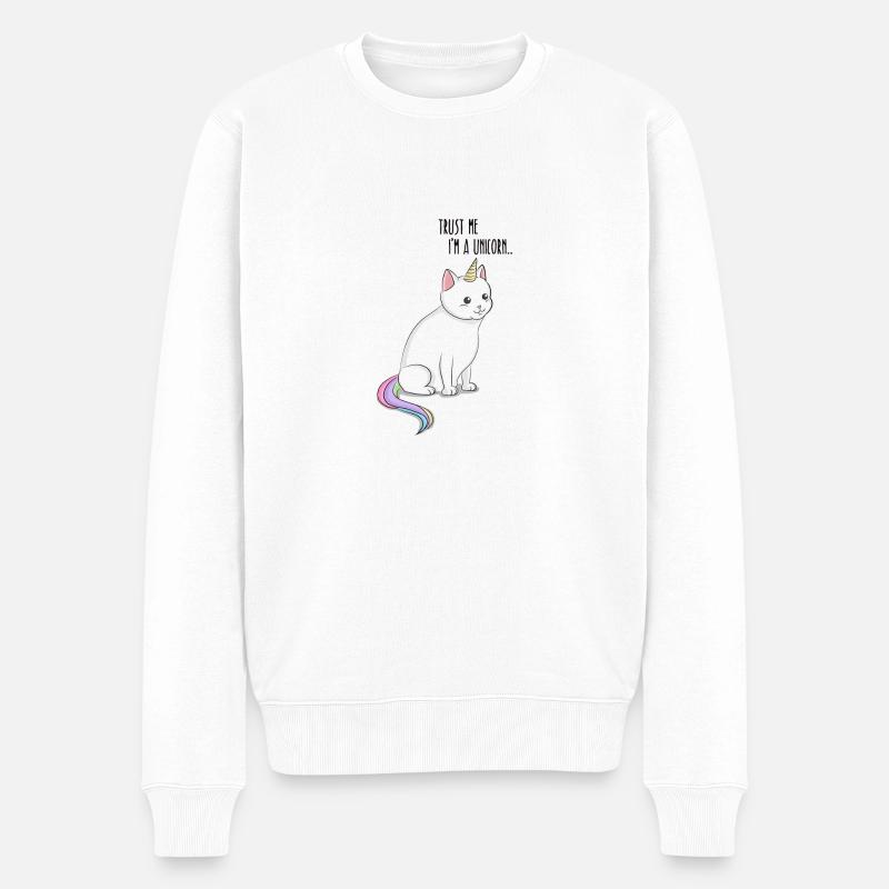 caticorn - Einhorn Katze - Männer Premium Bio Pullover - Weiß