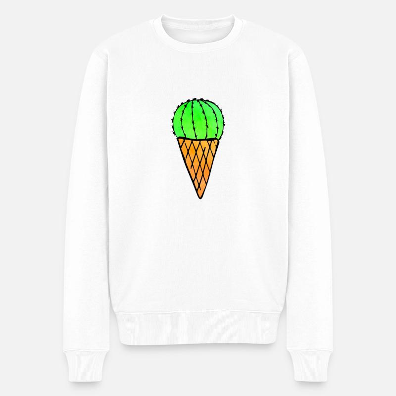 Cactus Ice Cream - Männer Premium Bio Pullover - Weiß