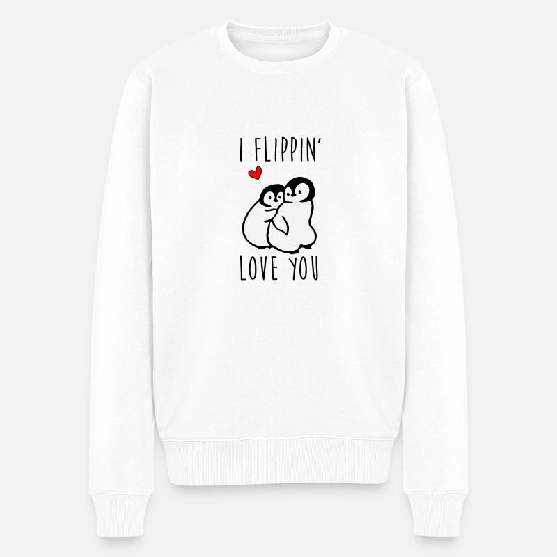 Je t'aime Flippin - Pingouin - Pull Premium bio Homme - blanc