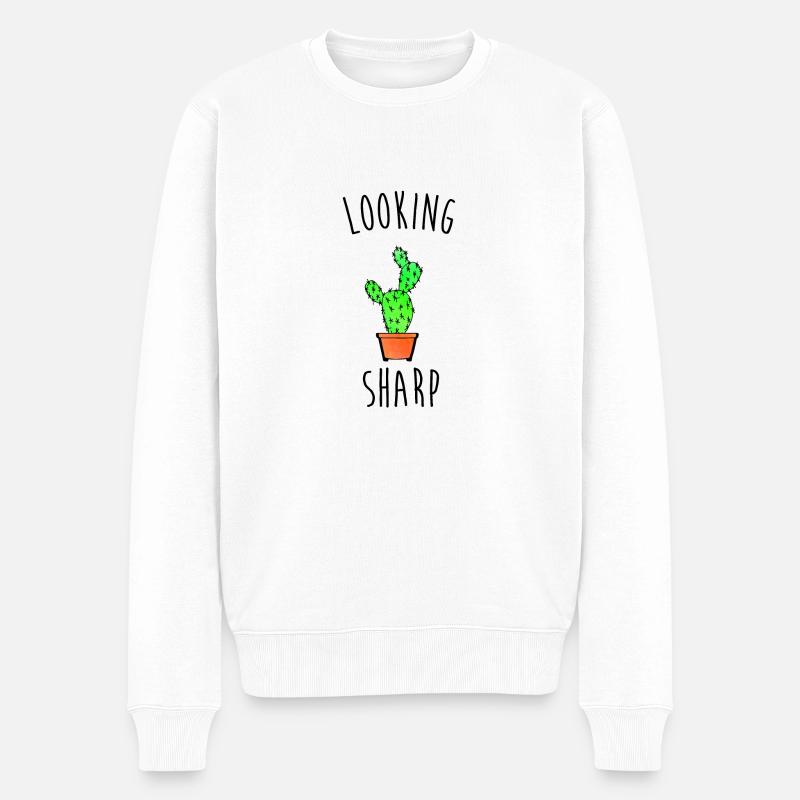 Looking Sharp Cactus Pun - Männer Premium Bio Pullover - Weiß