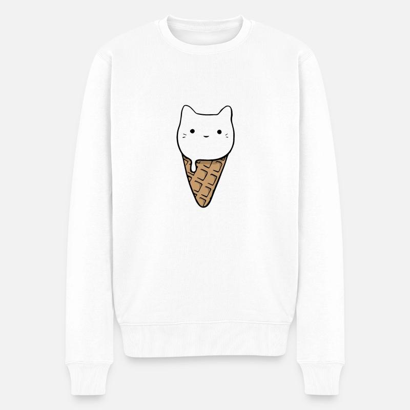 Crème glacée de chat mignon - Pull Premium bio Homme - blanc