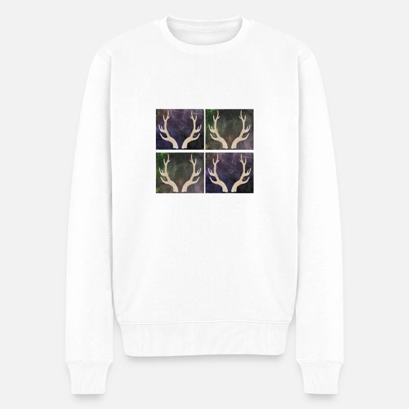 Deer antlers - Men's Premium Organic Jumper - white