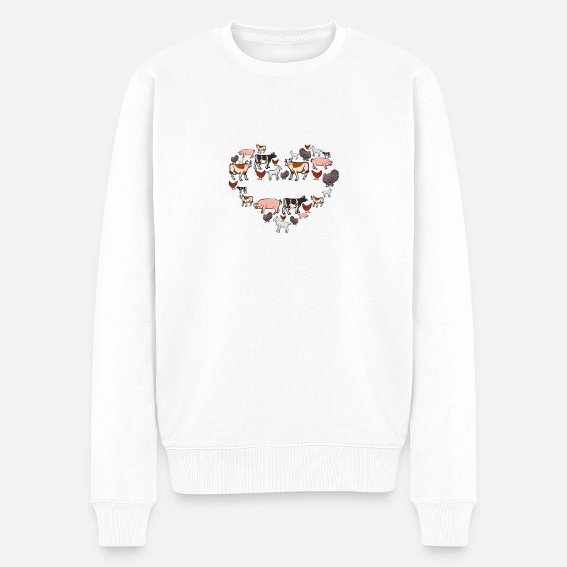 Vegetarier/Vegan Geschenk - Männer Premium Bio Pullover - Weiß