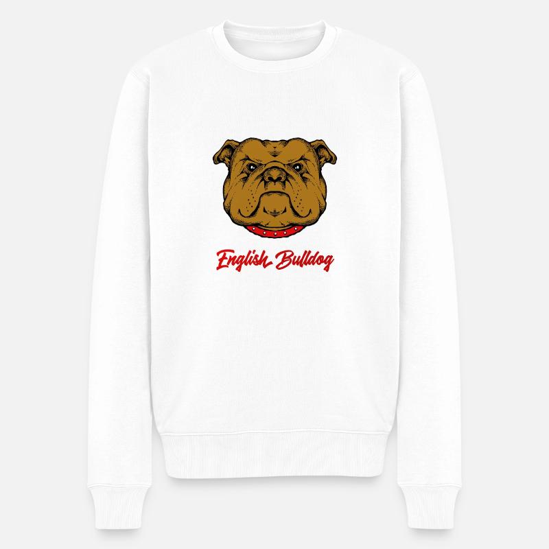 Englische Bulldogge - Männer Premium Bio Pullover - Weiß