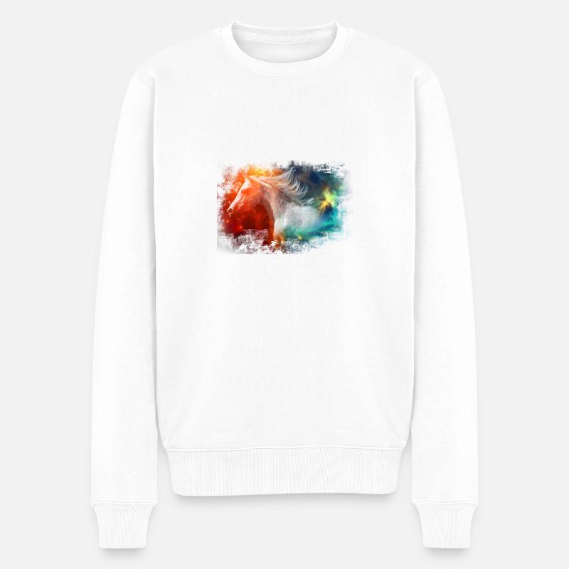 Pferd - Männer Premium Bio Pullover - Weiß
