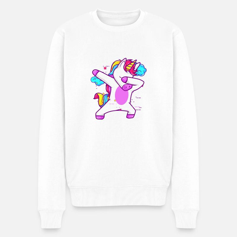 Nettes eintauchendes Einhorn - lustiges Geschenk - Männer Premium Bio Pullover - Weiß