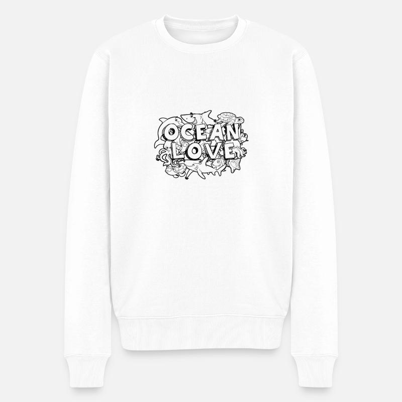 doodle Art Ocean - Männer Premium Bio Pullover - Weiß