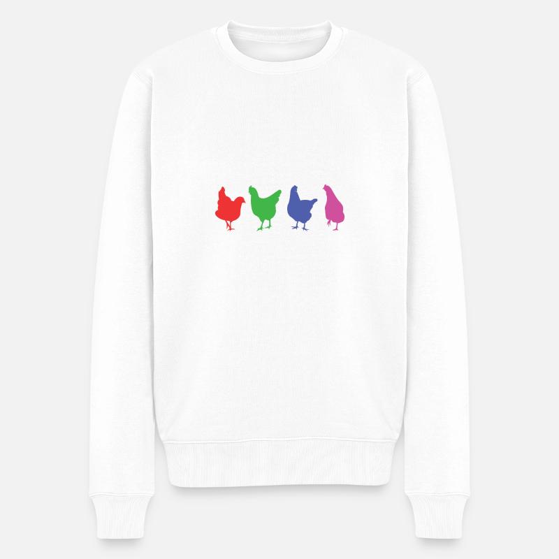 Huhn Hähnchen Hahn Henne Chicken Tier Shirt - Männer Premium Bio Pullover - Weiß