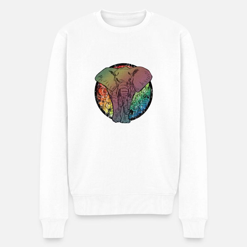 Elefant Comic - Männer Premium Bio Pullover - Weiß