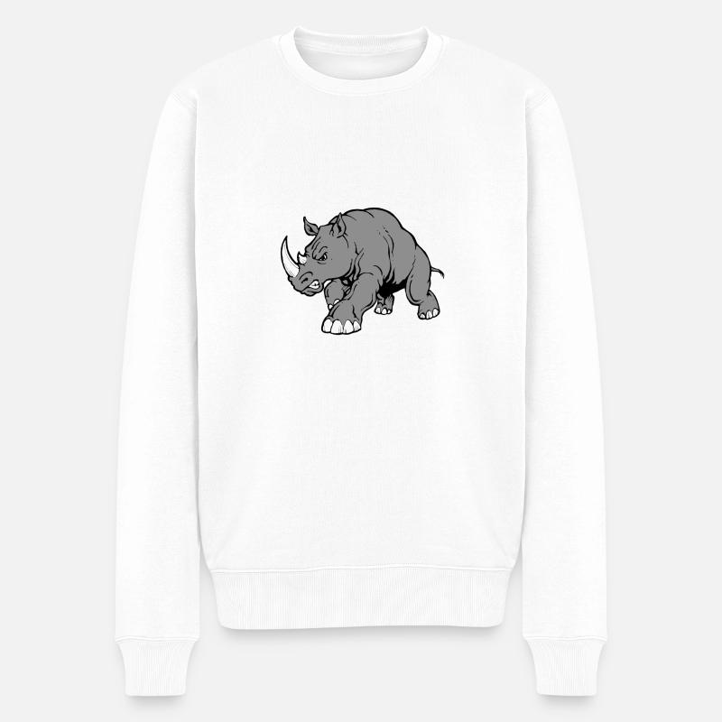 Cooles Nashorn - Männer Premium Bio Pullover - Weiß