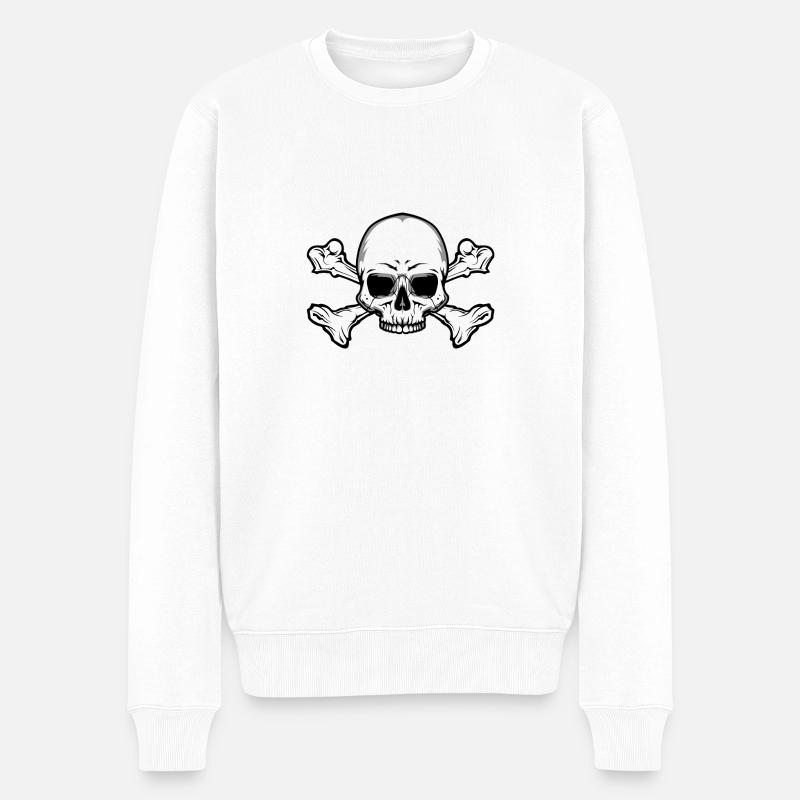 Crâne avec des os - Pull Premium bio Homme - blanc