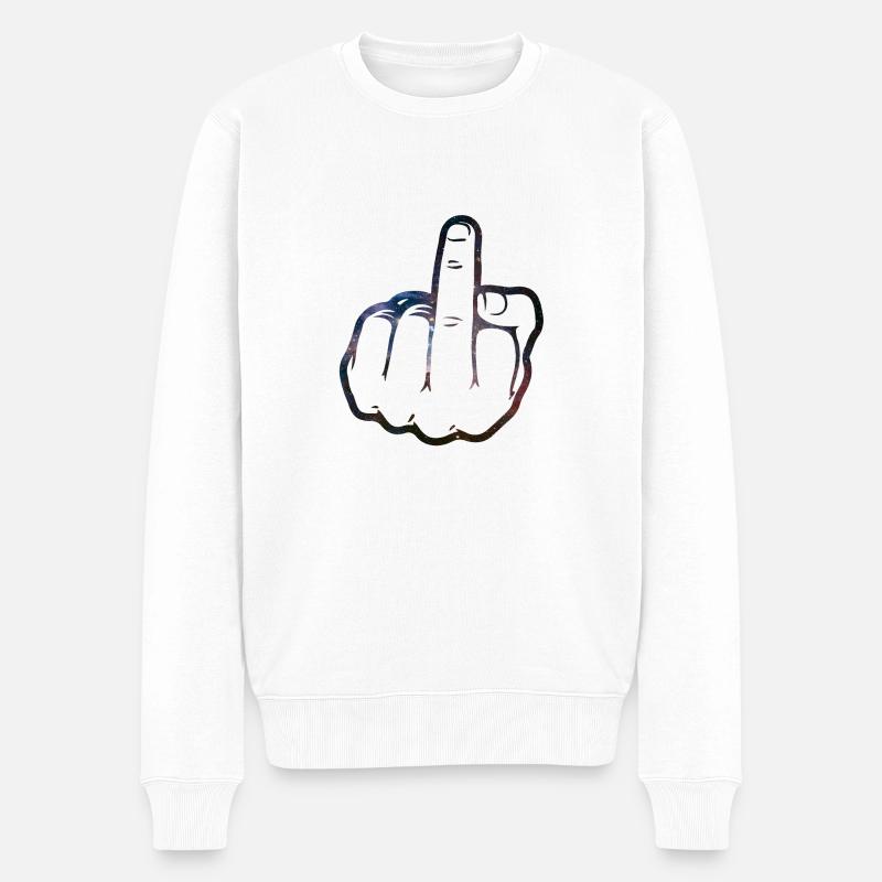 Mittelfinger Comic - Männer Premium Bio Pullover - Weiß